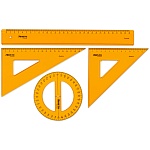 Набор чертежный Aristo, 2 угольника 45° и 60°, линейка 30 см, транспортир круглый 360°, 12 см