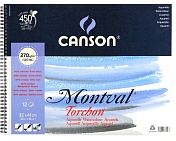 Альбом для акварели Canson Montval, на пружине, 270 гр/м2, 32 x 41 см, 12 листов
