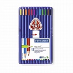 Набор карандашей цветных Staedtler ergosoft jumbo, трехгранные, 12 цветов, пластиковый пенал