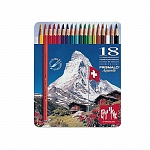Набор карандашей цветных Carandache Prismalo Aquarelle, 2.95 мм, 18 цветов, металлический футляр