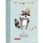 Тетрадь в линейку на пружине А4 Brunnen Колледж Be Brave Енот, микроперфорация, 90 гр/м2, 80 листов