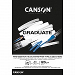 Альбом Canson Graduate Bristol, для смешанных техник, склеенный, 120 гр/м2, 20 листов, черный