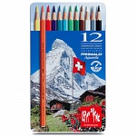 Набор карандашей цветных Carandache Prismalo Aquarelle, 2.95 мм, 12 цветов, металлический футляр