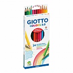Набор карандашей цветных Giotto Colors, деревянные, шестигранные, 3 мм, 24 цвета
