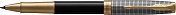 Ручка-роллер Parker Sonnet Black Silver GT, толщина линии F, золото 23К