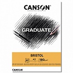 Альбом Canson Graduate Bristol, для смешанных техник, склеенный, 180 гр/м2, 20 листов, белый