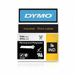 Лента полиэстровая Dymo, для принтеров Rhino, черный шрифт, 5.5 м х 9 мм, белая