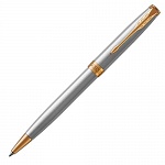Ручка шариковая Parker Sonnet Stainless Steel GT, толщина линии M, позолота 23К (S0809140)