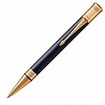 Ручка шариковая Parker Duofold Prestige Blue Chevron GT, толщина линии M, позолота 23К