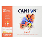 Альбом для акрила Canson, среднее зерно, склеенный, 400 гр/м2, 24 x 32 см, 10 листов