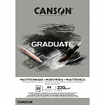 Альбом Canson Graduate Mix Media, для смешанных техник, склеенный, 220 гр/м2, 30 листов, серый