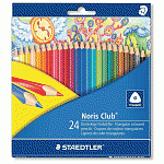 Набор карандашей цветных Staedtler Noris Club, трехгранные, 24 цвета, картонная коробка, европодвес