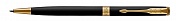 Ручка шариковая Parker Sonnet Slim Core Matt Slim Black Lacquer GT, толщина линии M, палладий