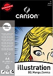 Альбом Canson Illustration, для маркера, склеенный, 250 гр/м2, 12 листов, 21 x 29.7 см