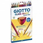 Набор карандашей цветных Giotto Elios Giant, пластиковые, трехгранные, 12 цветов, картонная коробка
