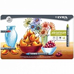 Набор мелков цветных восковых акварельных Lyra Aquacolor, 48 цветов, металлическая коробка
