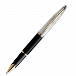 Ручка-роллер Waterman Carene Deluxe Black GT, толщина линии F, позолота 23К, серебро